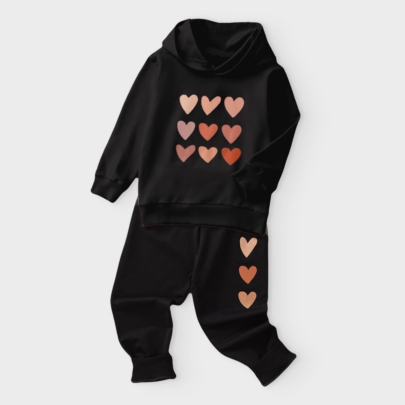 Winter Colorful Hearts Outfit for Girls Black