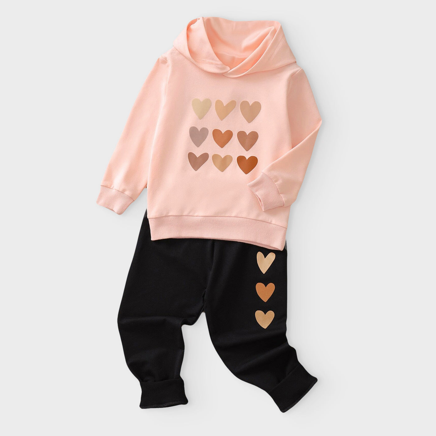 Winter Colorful Hearts Outfit for Girls Pink