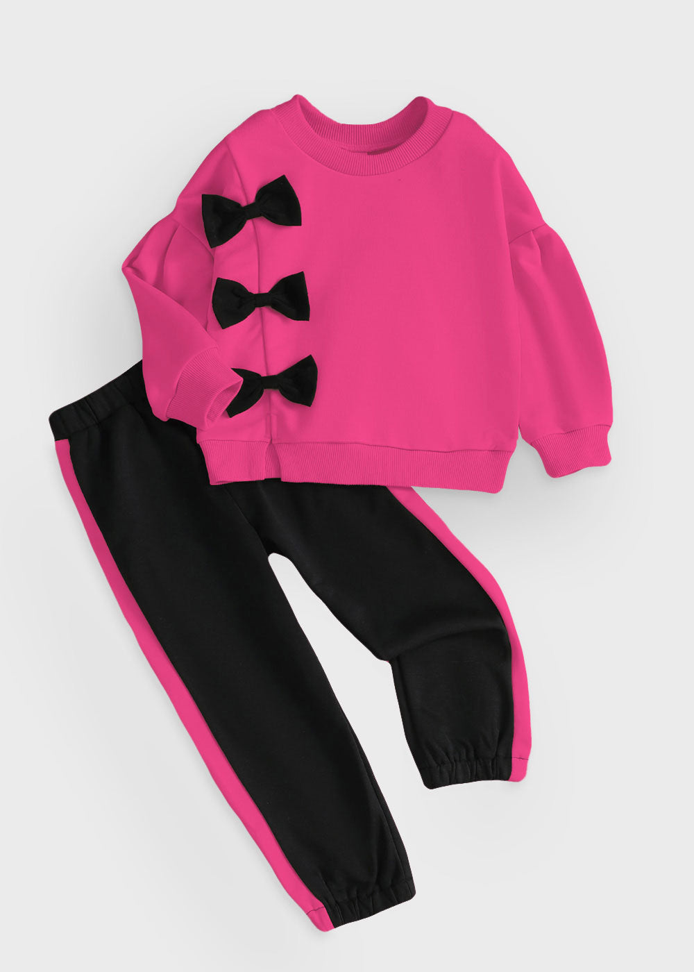 Winter Cute Bow Outfit for Girls Pink