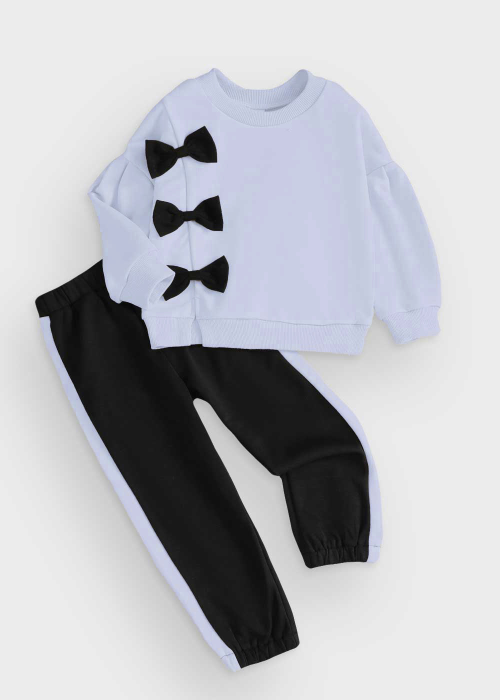 Winter Cute Bow Outfit for Girls Blue