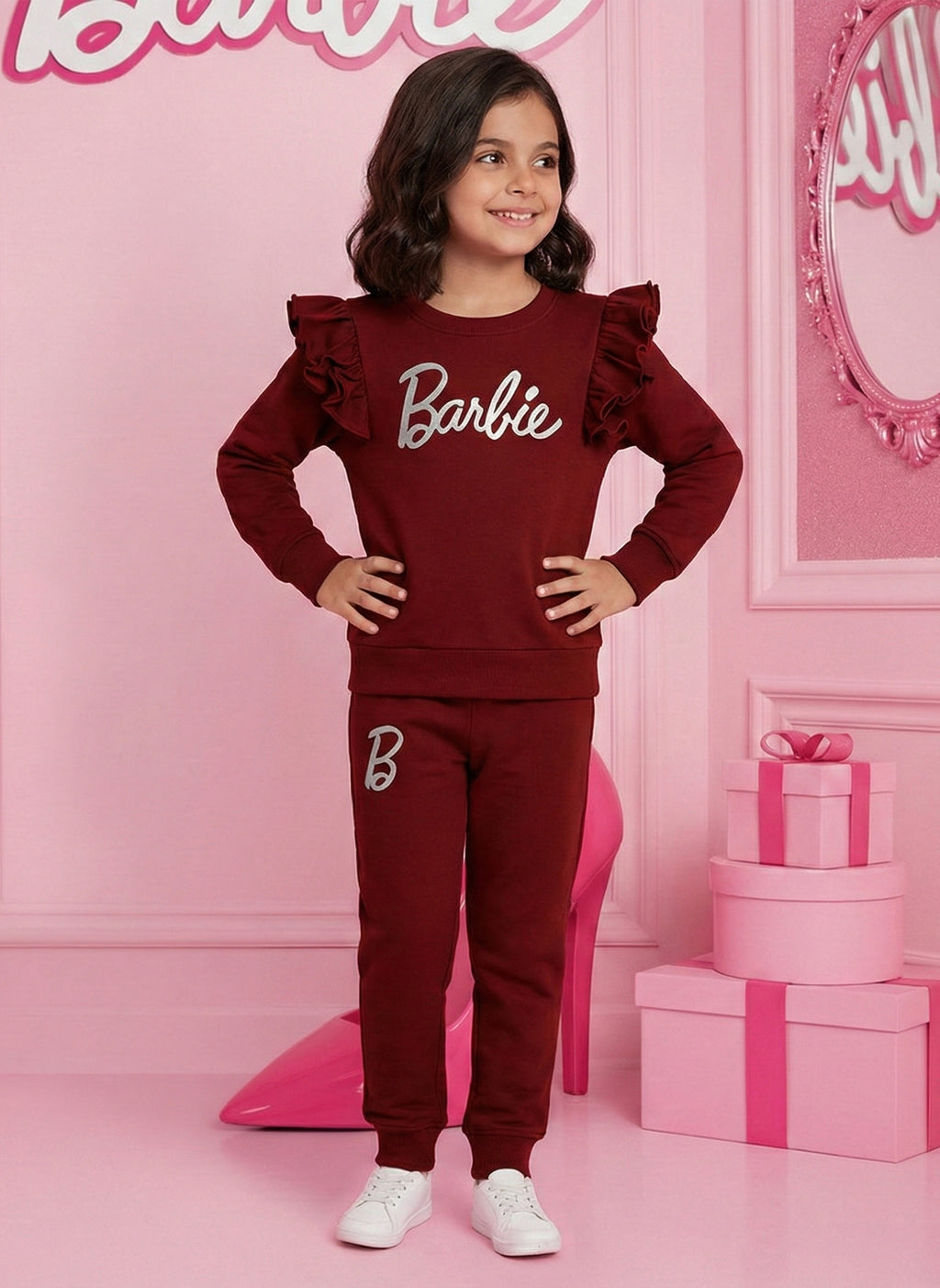 Barbie Maroon Winter Outfit for Girls