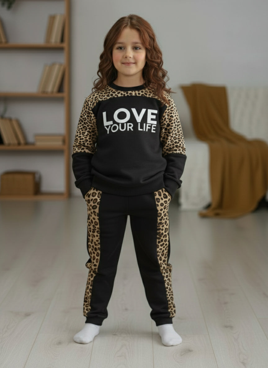 Winter Black Cheetah Outfit for girls