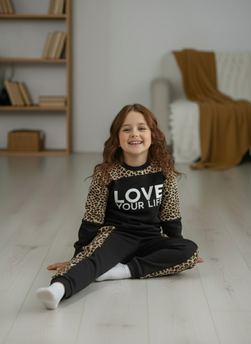 Winter Black Cheetah Outfit for girls