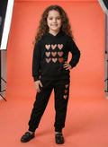 Winter Colorful Hearts Outfit for Girls Black