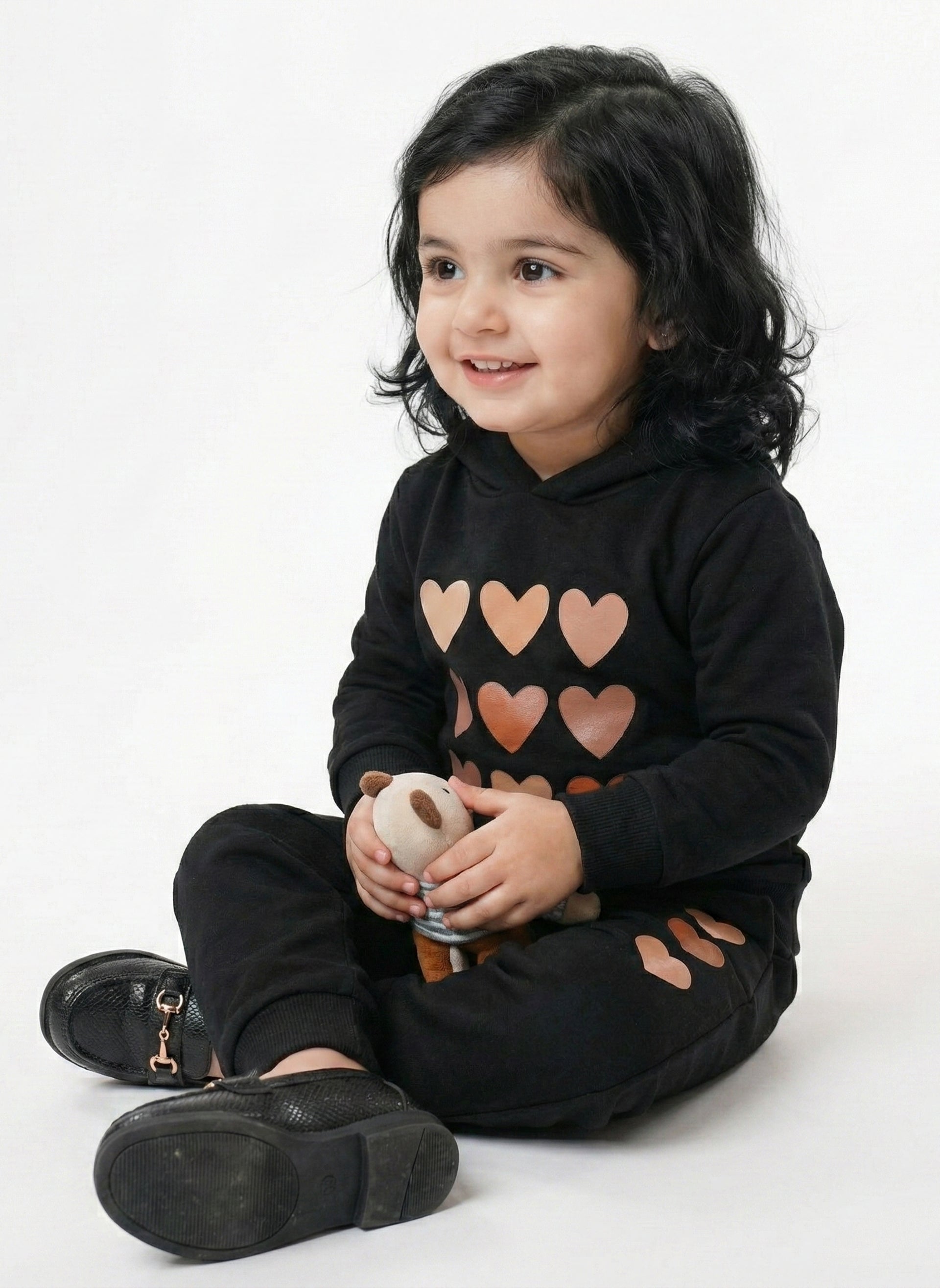 Winter Colorful Hearts Outfit in Black for Toddlers & Infants