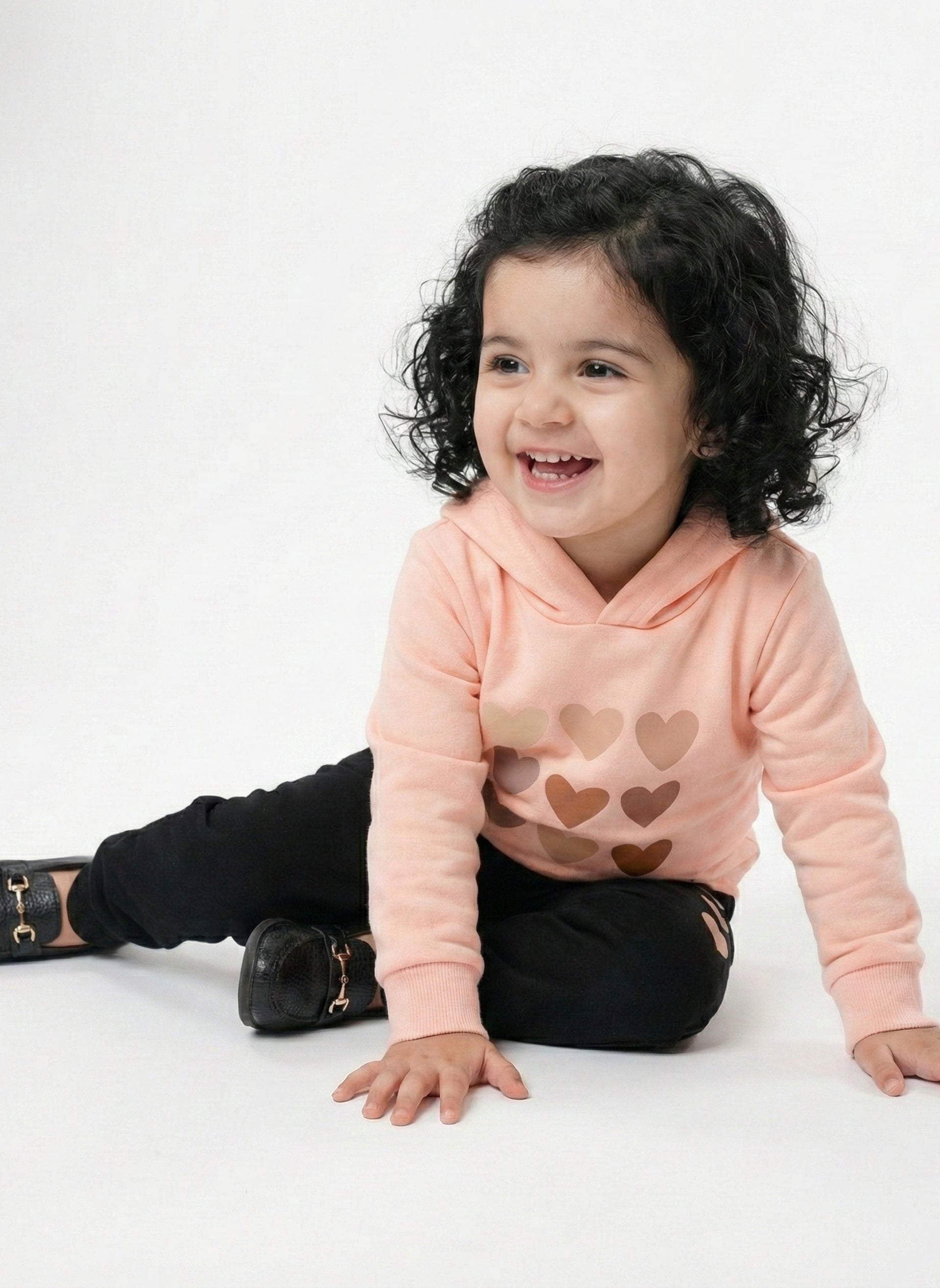 Winter Colorful Hearts Outfit in Pink for Toddlers & Infants