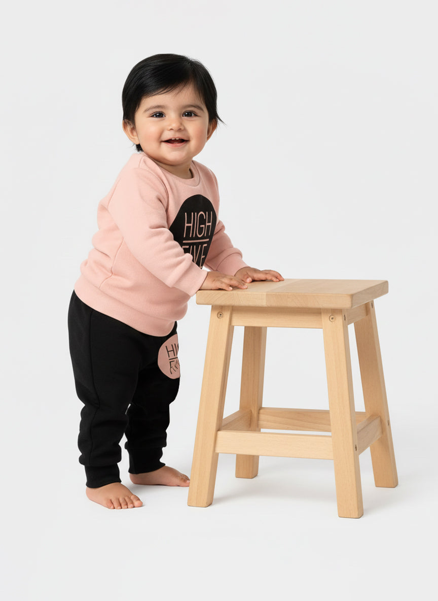 Winter Cute Toddler Outfit Baby Pink