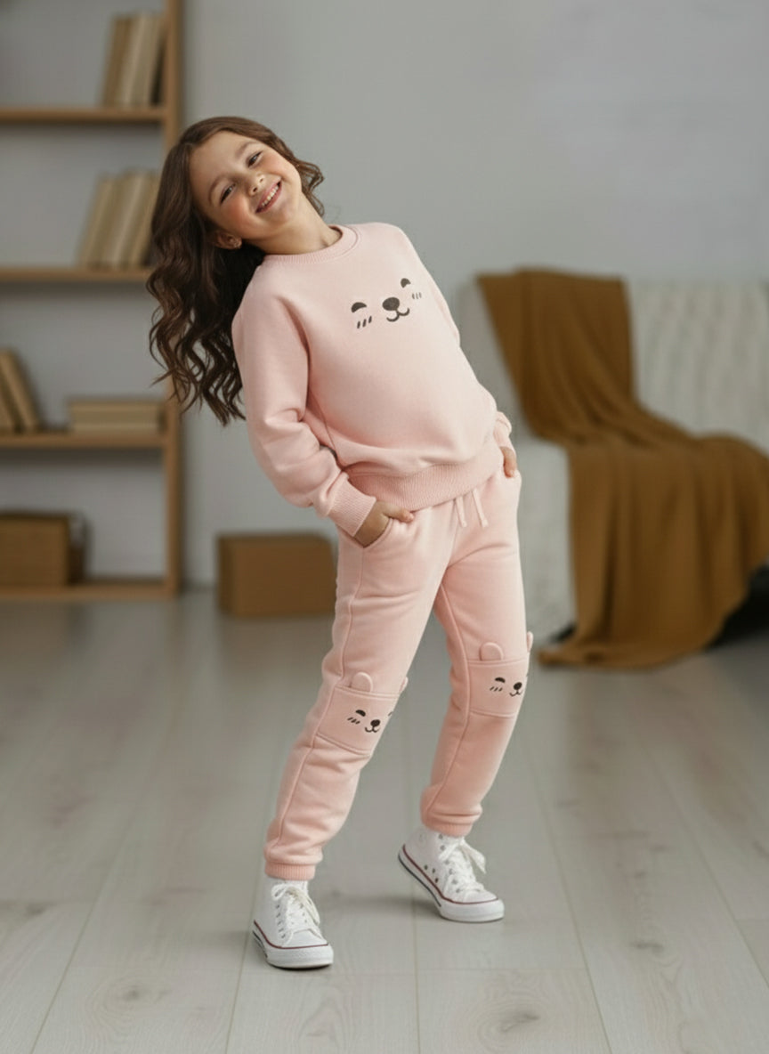 Winter Cute Pink Outfit for Girls